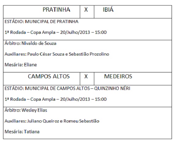 Escala arbitragem Copa Ampla